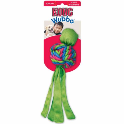 Kong Wubba Weaves Green Dog Toy - with packaging