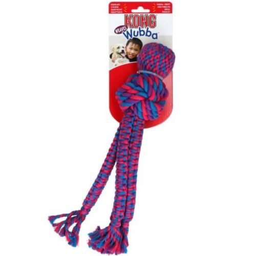 Kong Wubba Weaves With Rope Purple Dog Toy - with packaging