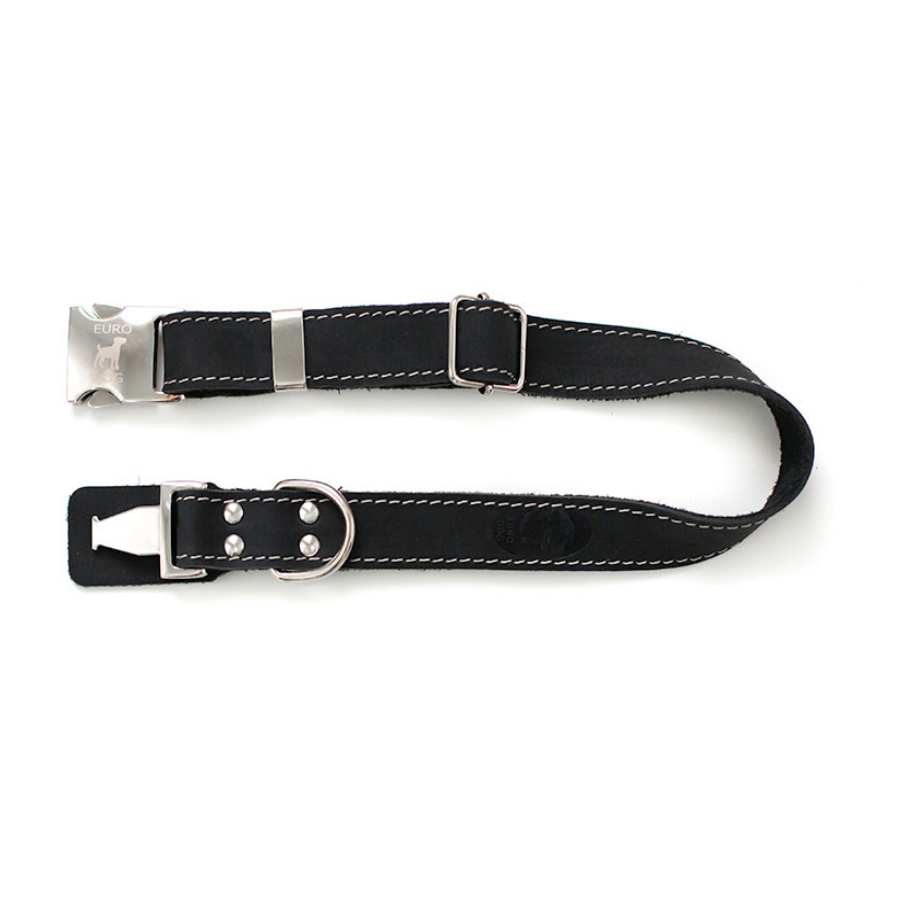 Euro Dog Quick-Release Leather Collar Black - Petworkz