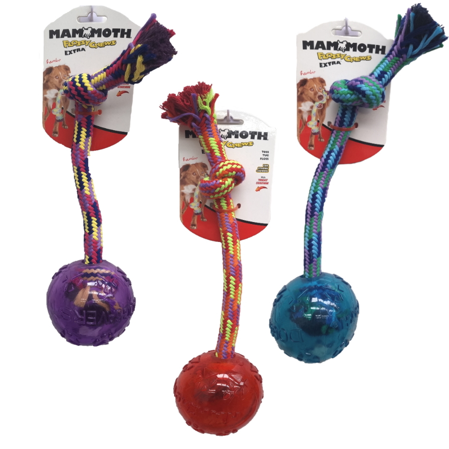 Mammoth Flossy Chew Extra Tug With Ball 40cm - Petworkz